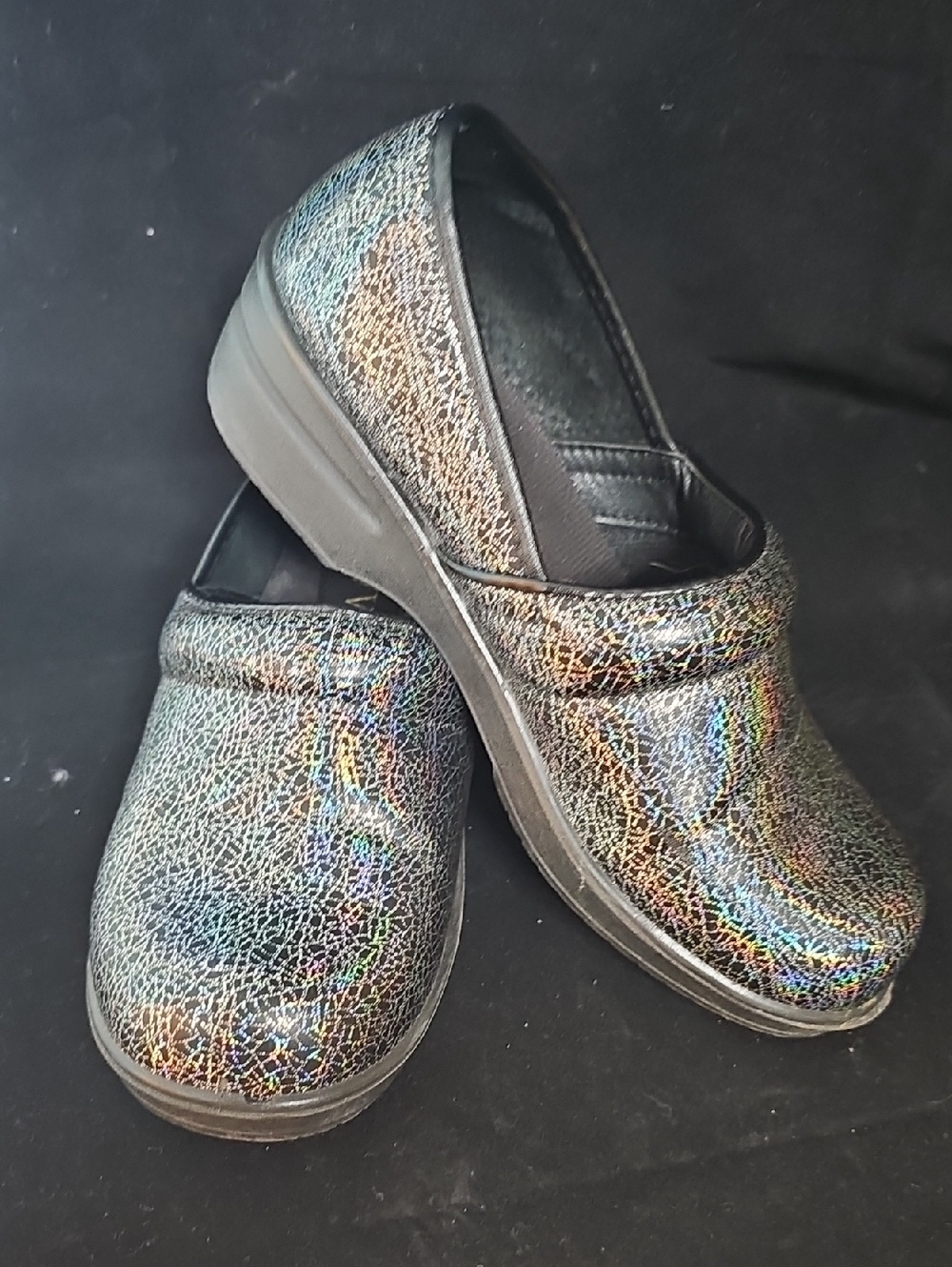 Savvy Iridescent Black Slip-On Clog